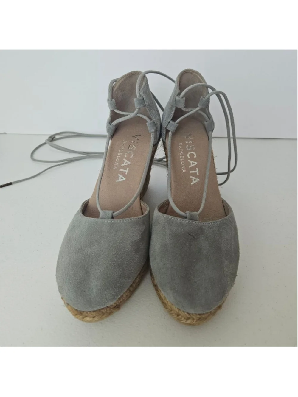 Viscata Gray Suede Espadrille Wedges Made in Spain Size 6.5